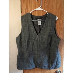 Vintage Sag Harbor Gray Zip Vest Size 16 Minimalist Career Layering Top 90s